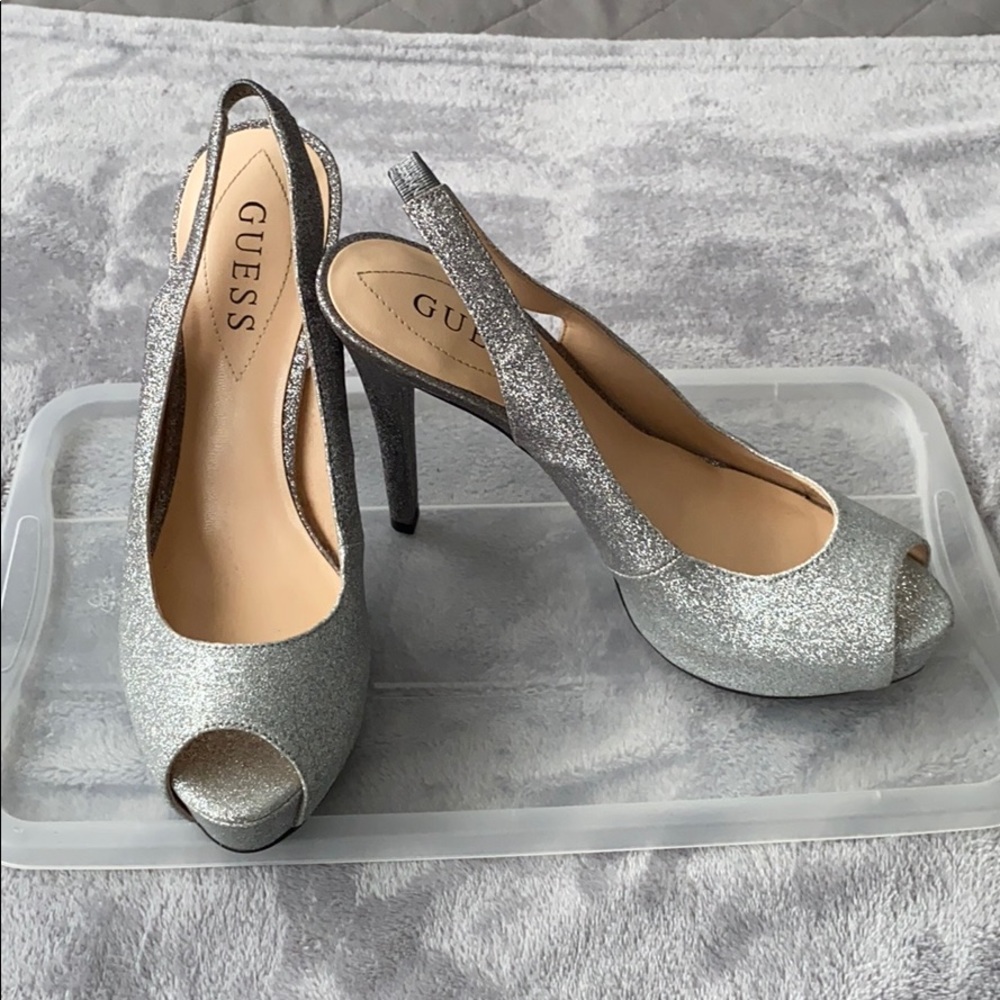 Silver glitter Guess heels